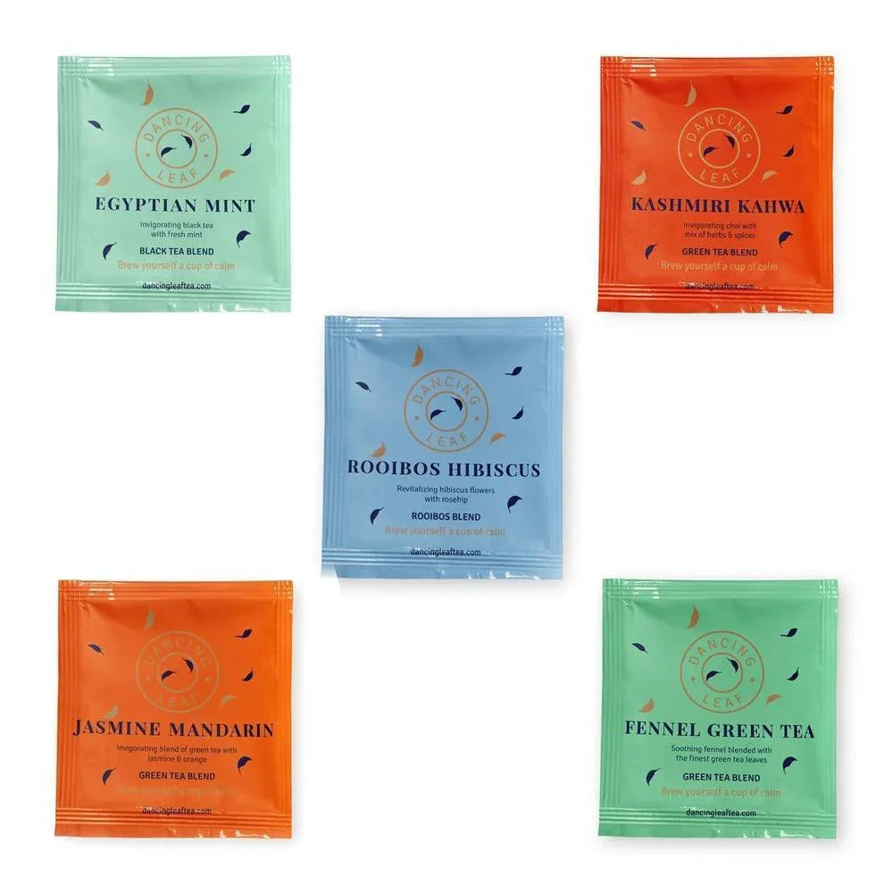 Glimpses Tea Sampler - 5 Premium Blends Trial Pack (10 Tea Bags) - Dancing Leaf
