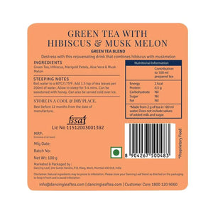Green Tea with Hibiscus & Muskmelon - Refreshing Wellness Blend - Dancing Leaf
