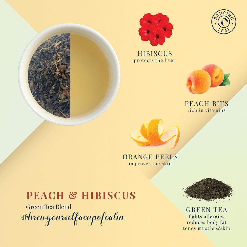 Green Tea with Peach & Hibiscus - Fruity Wellness Fusion - Dancing Leaf