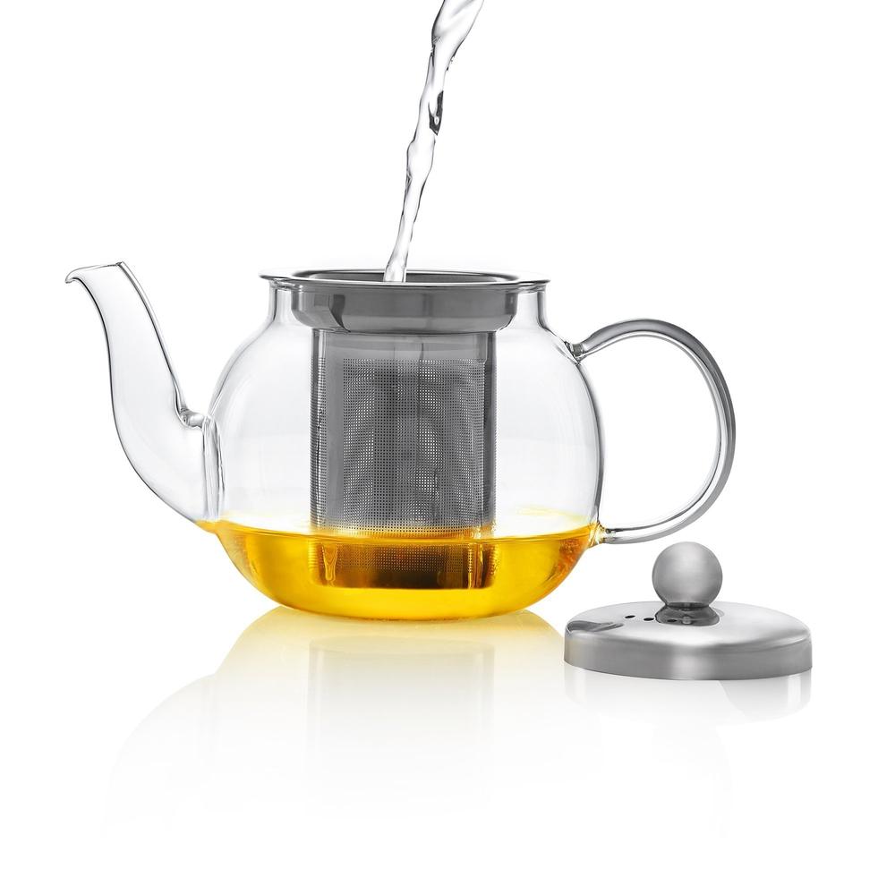 Moderna Glass Teapot with Stainless Steel Infuser (650ml)-Dancing Leaf