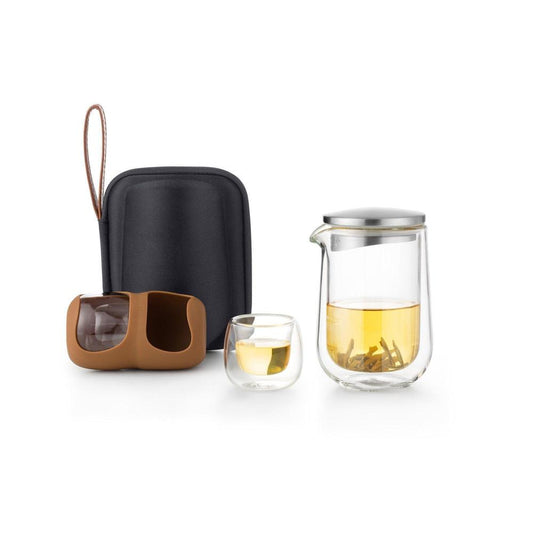 Ocio Travel Tea Set with Carry Case-Dancing Leaf