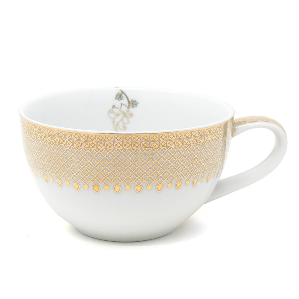 Porcelain Round Tea Cup (250 ml) & Saucer - Set of 4-Dancing Leaf