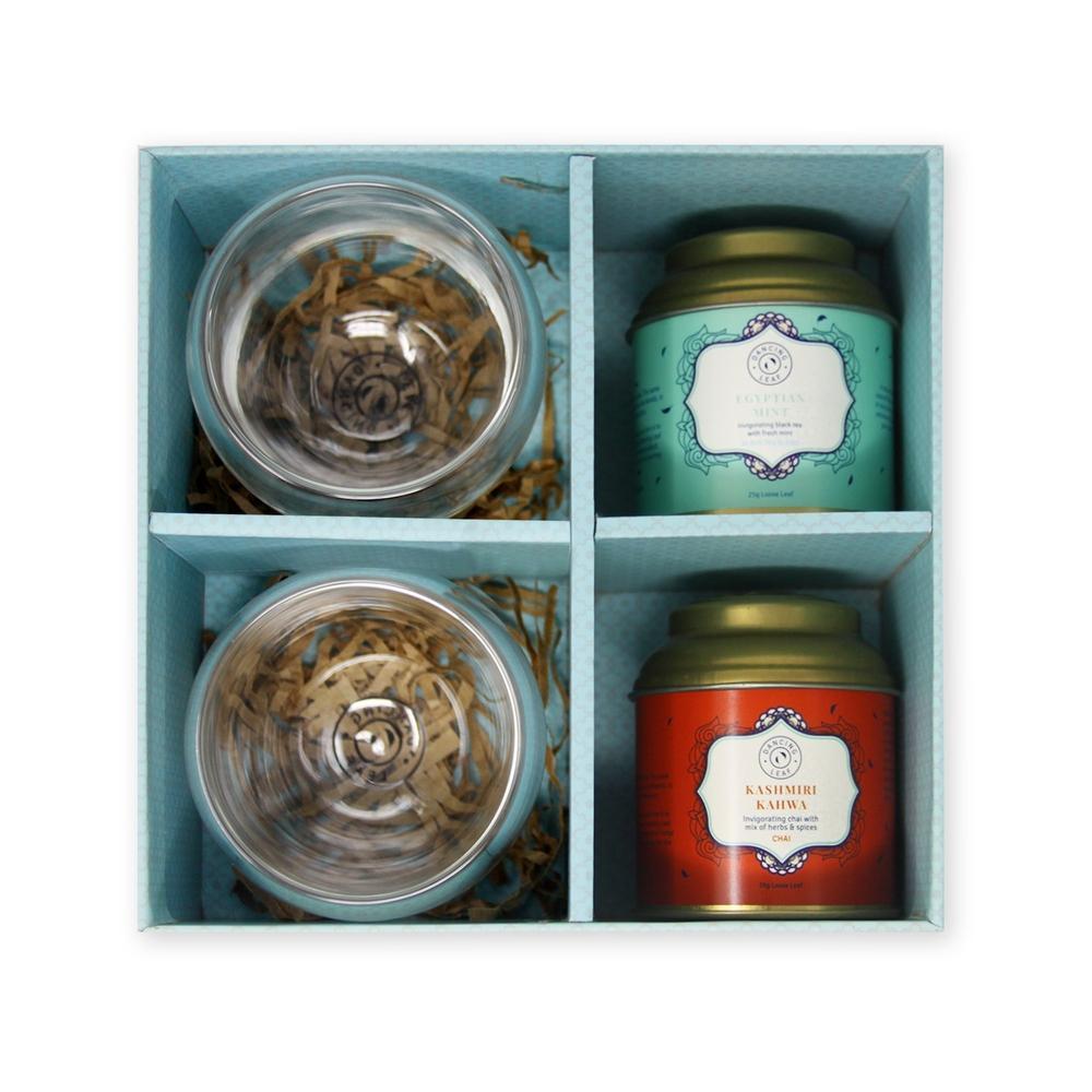Quintessence Gift Box (2 Tea Caddies + 2 Bueno Double Walled Cups - 250ml)-Dancing Leaf
