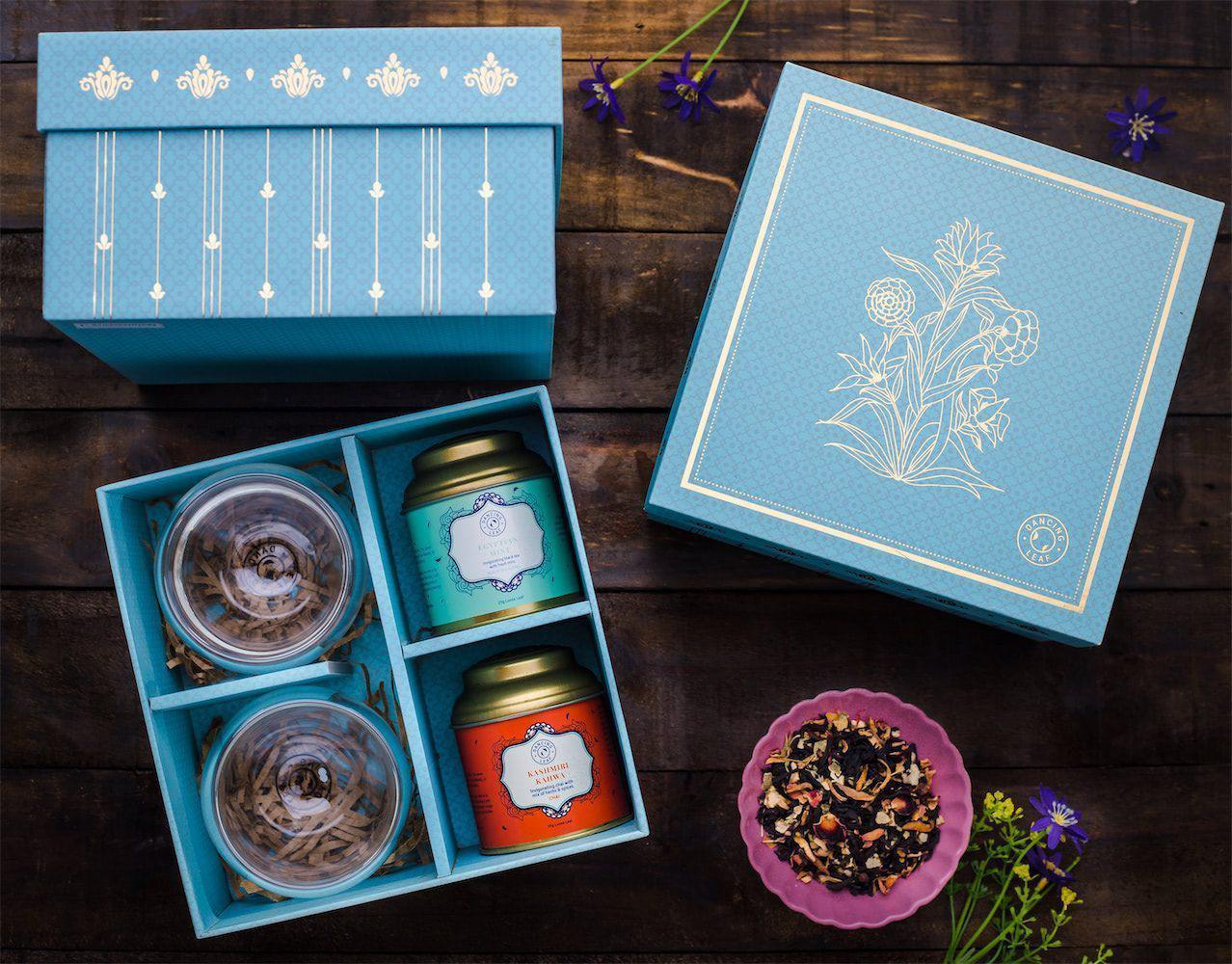 Quintessence Gift Box (2 Tea Caddies + 2 Bueno Double Walled Cups - 250ml)-Dancing Leaf