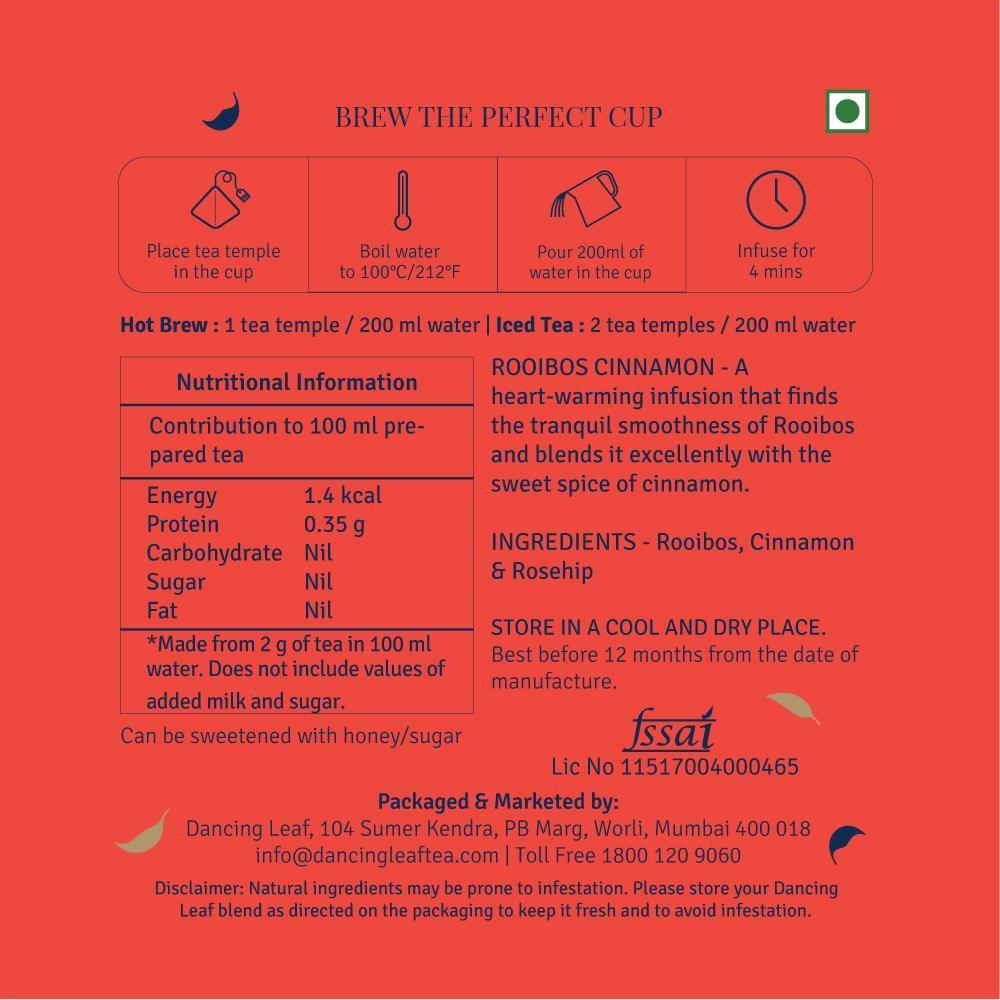 Rooibos Cinnamon Herbal Tea Bags - Caffeine-Free Comfort (20 Count) - Dancing Leaf