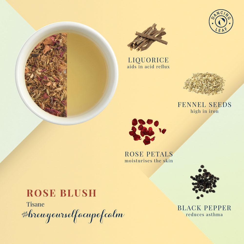 Rose Blush Herbal Infusion - Floral Wellness Blend - Dancing Leaf