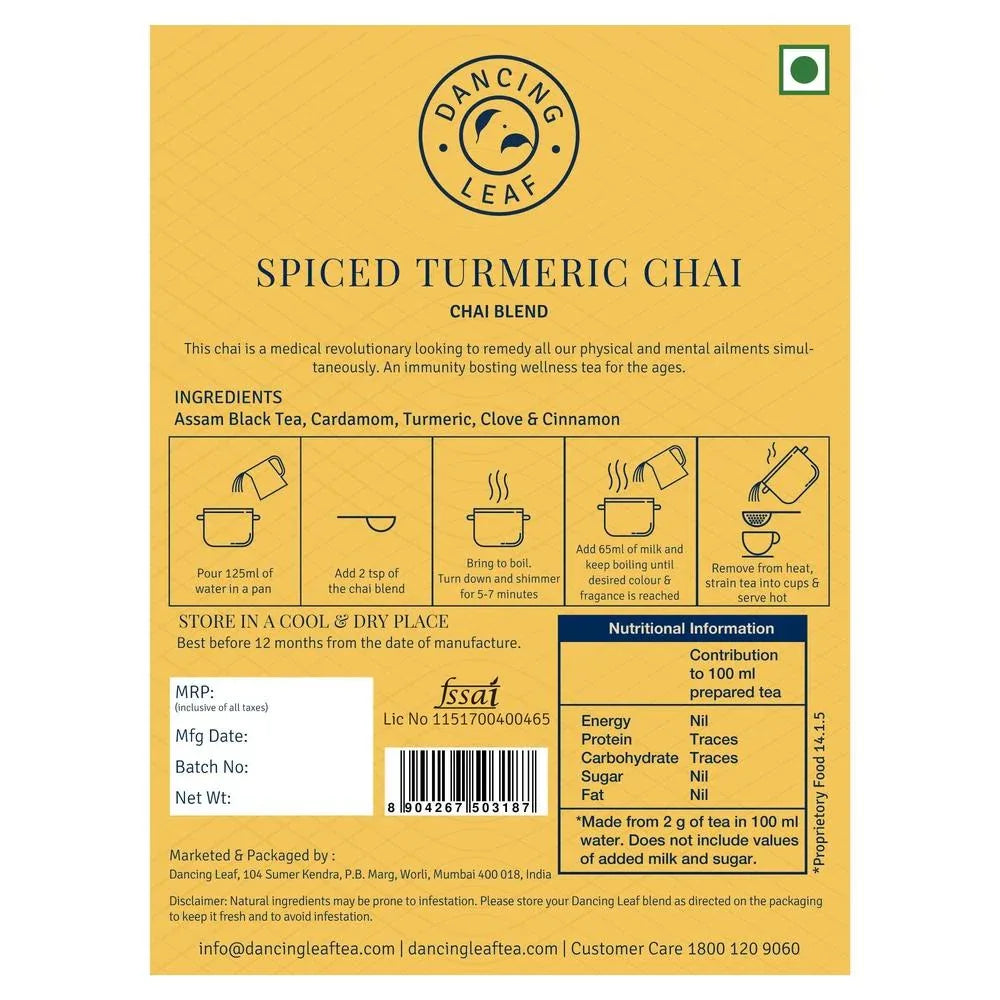 Spiced Turmeric Chai - Haldi Wali Chai with Healing Spices - Dancing Leaf