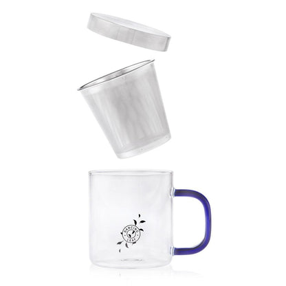Taza Glass Tea Mug with Steel Infuser (300ml)-Dancing Leaf