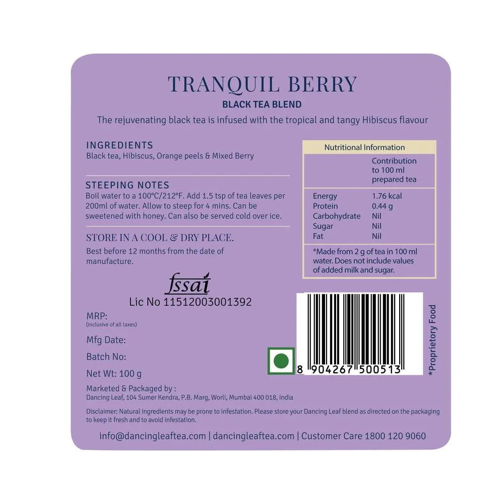 Tranquil Berry Black Tea Blend - Fruity Relaxation Fusion - Dancing Leaf