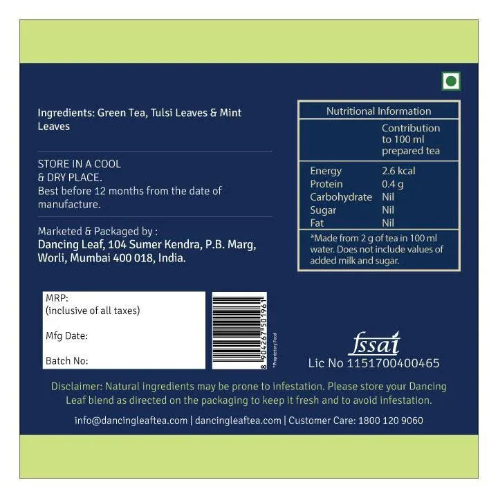 Tulsi Mint Tranquility Green Tea Blend - Sacred Wellness Fusion - Dancing Leaf