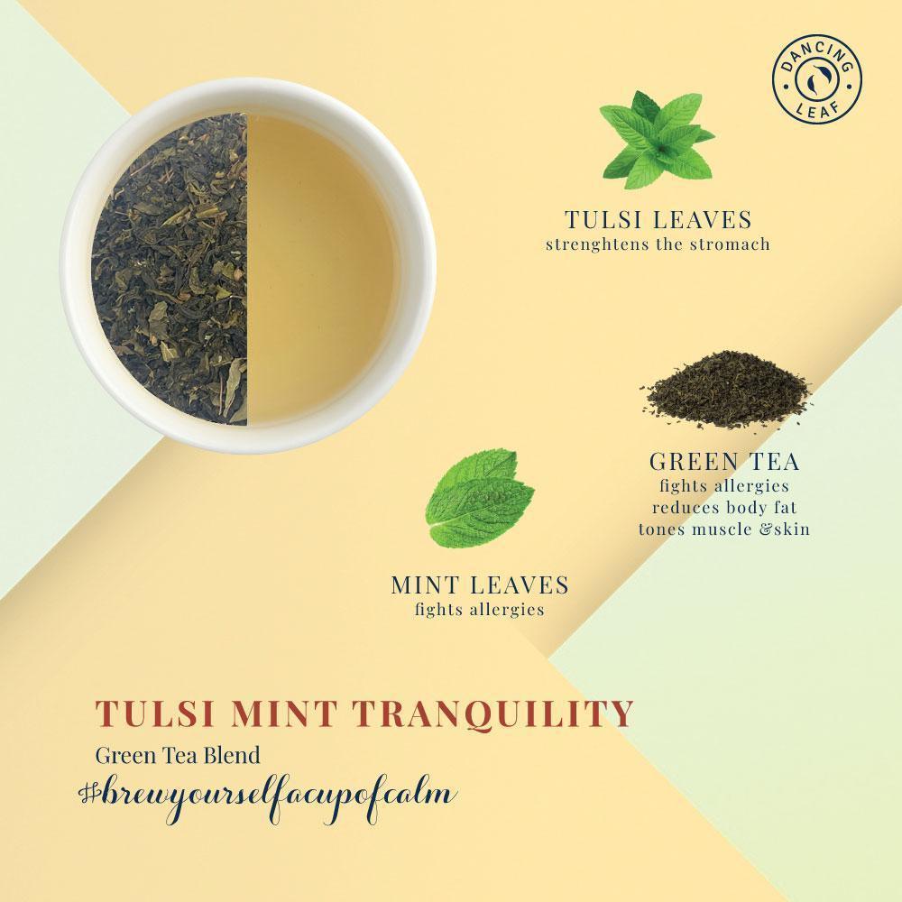 Tulsi Mint Tranquility Green Tea Blend - Sacred Wellness Fusion - Dancing Leaf